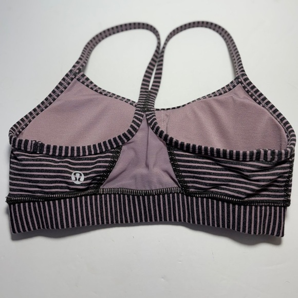 Lululemon Flow Y Bra *Nulu Pink Gray Stripe SZ 2 Yoga Workout Gym 2020 release - Picture 2 of 3